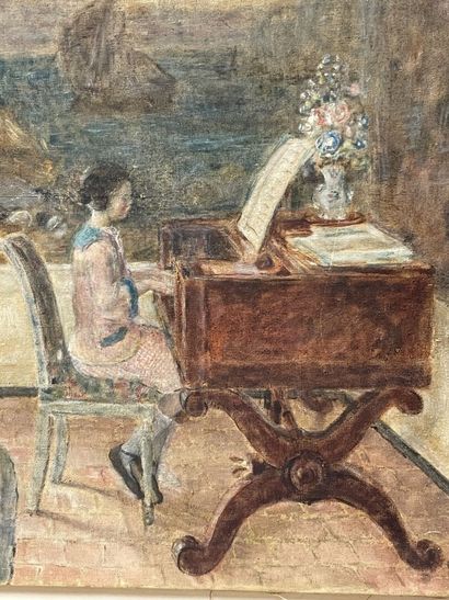 Ecole française début XX°
Fillette au pianoforte
huile...
