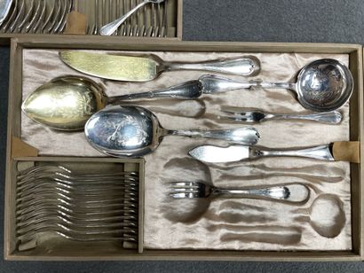 CHRISTOFLE 
Ménagère en métal argenté, modèle...