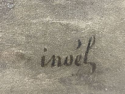 INOEL (XIX)
Voilier à marée basse.
Huile...