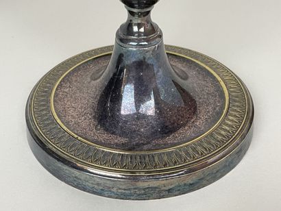 Pair of silver-plated three-light candlesticks...