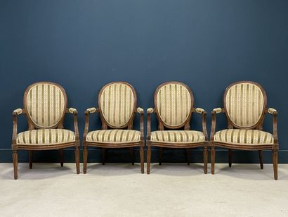 Suite of four armchairs, medallion back....
