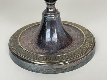 Pair of silver-plated three-light candlesticks...