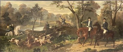 Adam GOURDET (XIX°)
Hunting at Hounds.
Large...