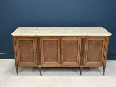 Mahogany veneered enfilade sideboard with...