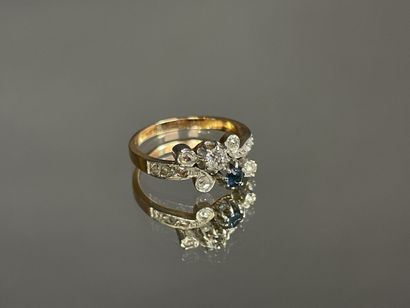 Bague en or sertie de diamants taille rose,...