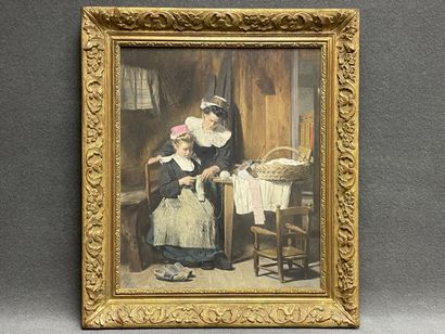 Alexis VOLLON (1865-1945)
The knitting lesson....