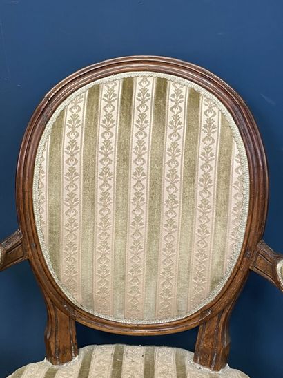 Suite of four armchairs, medallion back....
