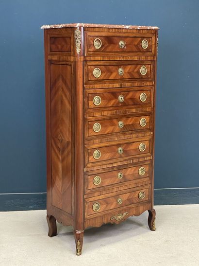 Semainier in walnut and satinwood, opening...