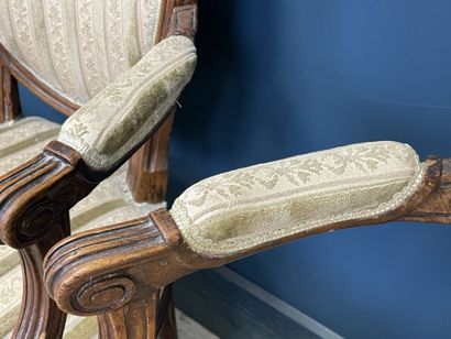 Suite of four armchairs, medallion back....