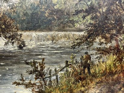 English school XIX°. 
Fishing scene. 
oil...