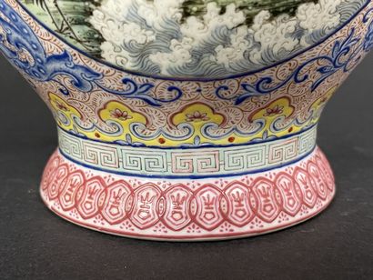 Porcelain vase with pink family polychrome...