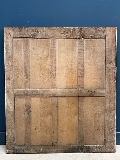Wood and gilded stucco mirror, decorated...