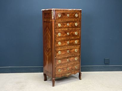 Semainier in walnut and satinwood, opening...