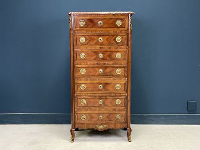 Semainier in walnut and satinwood, opening...