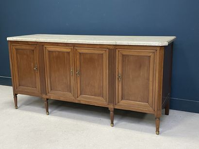 Mahogany veneered enfilade sideboard with...