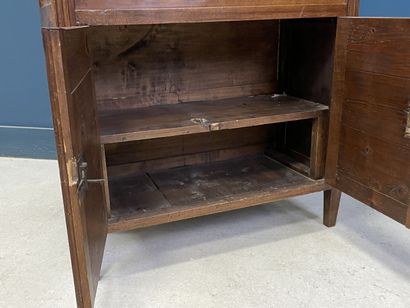 Mahogany veneered straight desk, grey veined...