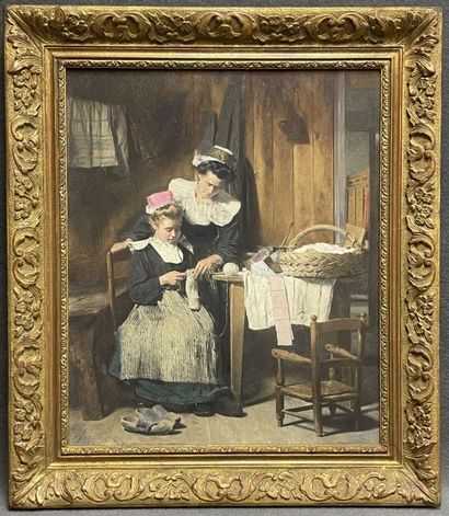 Alexis VOLLON (1865-1945)
The knitting lesson....