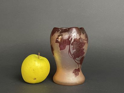 LEGRAS , Vase en verre dégagé à l'acide à...