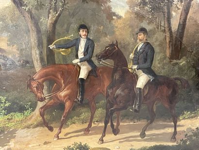 Adam GOURDET (XIX°)
Hunting at Hounds.
Large...