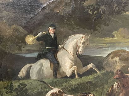 Adam GOURDET (XIX°)
Hunting at Hounds.
Large...