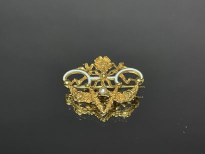 Broche en or et émail, vers1900.
Or 750°/00
L:...
