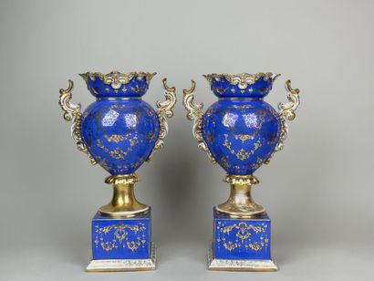 Paire de vases sur piédouche sur socle en...