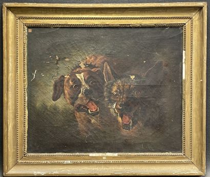 19th century French school
Dog and wolf
oil...
