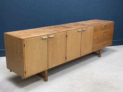 Buffet en enfilade, en placage de teck et...