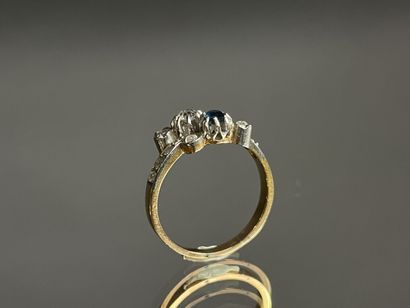 Bague en or sertie de diamants taille rose,...
