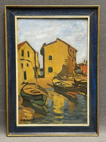 Jean GUINDON (1883 - 1976). 
Maison au bord...