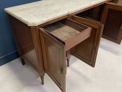 Mahogany veneered enfilade sideboard with...