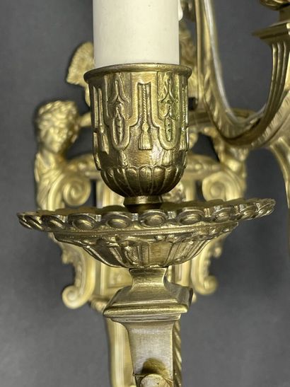 Paire d'appliques en bronze doré à trois...