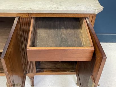 Mahogany veneered enfilade sideboard with...