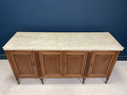 Mahogany veneered enfilade sideboard with...