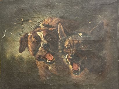 19th century French school
Dog and wolf
oil...