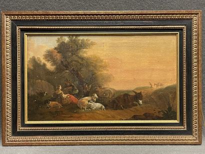 Ecole Française XIX°
Bergère 
huile sur toile,...