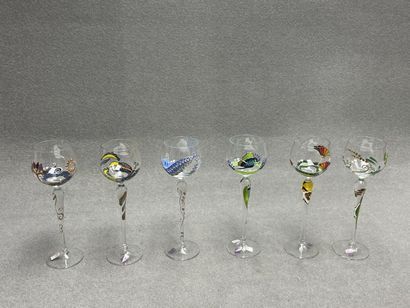 NAGEL 
Service en verre soufflé, décor peint...