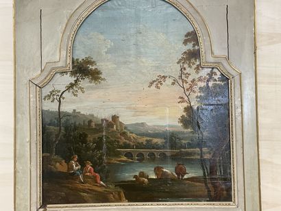 Trumeau de boiserie laqué avec huile sur...