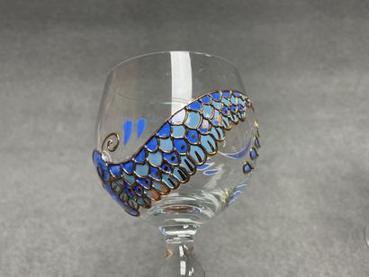 NAGEL 
Service en verre soufflé, décor peint...