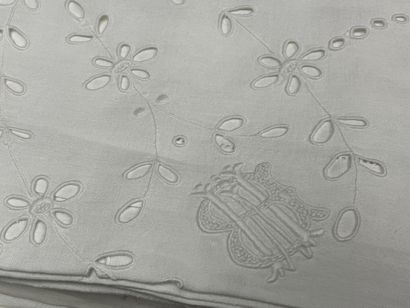 Parure de table en coton avec jours.
Nappe...