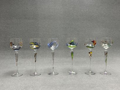 NAGEL 
Service en verre soufflé, décor peint...