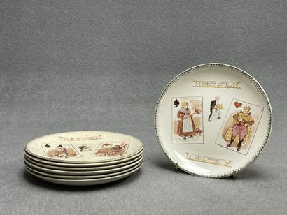 CHOISY LE ROI Suite de 7 assiettes en faience...