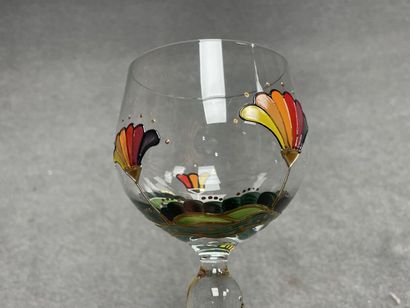 NAGEL 
Service en verre soufflé, décor peint...