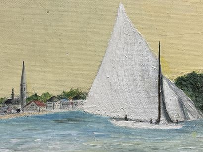 Friati. 
Voiliers. 
huile sur toile, signée...
