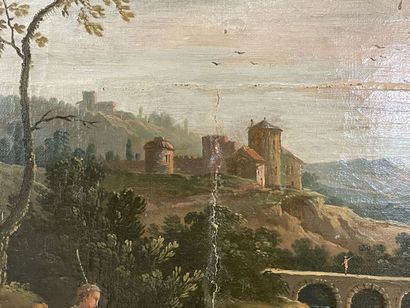 Trumeau de boiserie laqué avec huile sur...