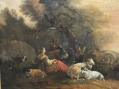 Ecole Française XIX°
Bergère 
huile sur toile,...
