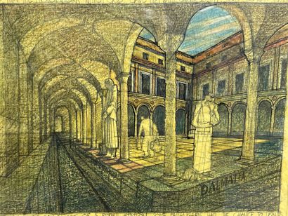 Perspective moderne de cloitre.
Dessin
22...