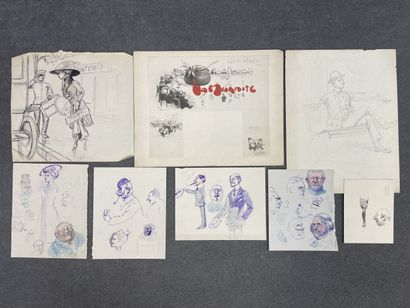 Lot de dessins sur papiers.