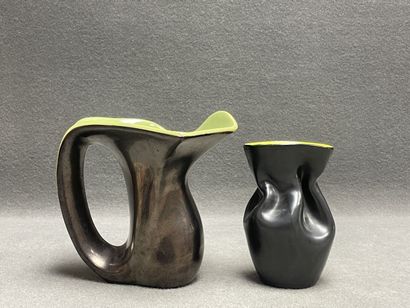 Vase en céramique jaune et noir. 
H. :20...