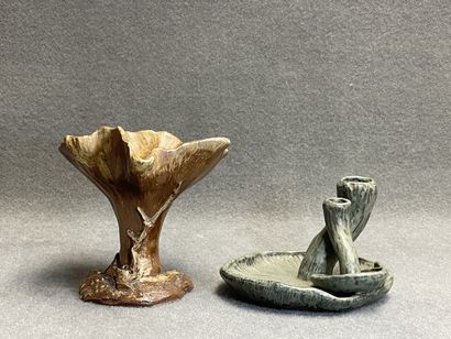 Bougeoirs et vide poche champignons en céramique...